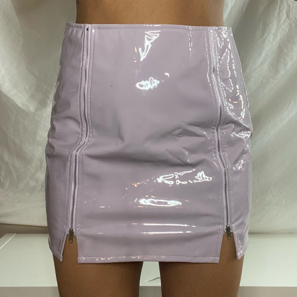 purple vinyl skirt